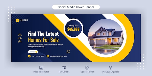 Haus zum verkauf immobilien social media facebook-cover-banner-vorlage