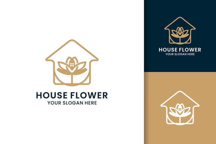 Hausblume kreativ für Salon-Spa-Wellness-Logo-Design