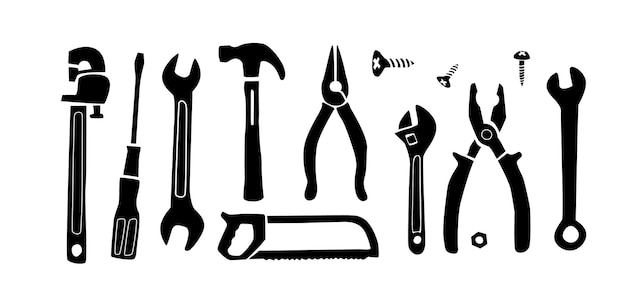 Haushaltswerkzeuge in Doodle-Stil Handgezeichneter Abbildung verschiedener Arten von Ausrüstung für Reparatur
