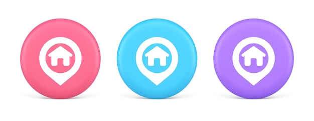 Hauskarten-Pin-Lokalisierungs-Schaltfläche Navigationspanel Web-App GPS-Netzwerk-Zeiger 3D-realistisches Symbol