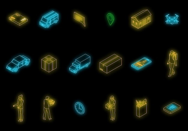 Hausliefersymbole setzen Vektorneon