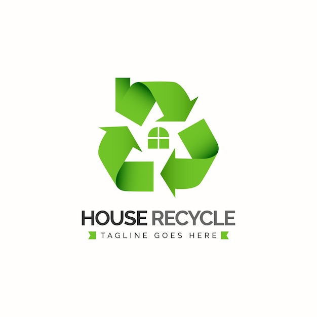 Hausrecycling-Logo-Design-Konzept Grüner Pfeil-Zyklus