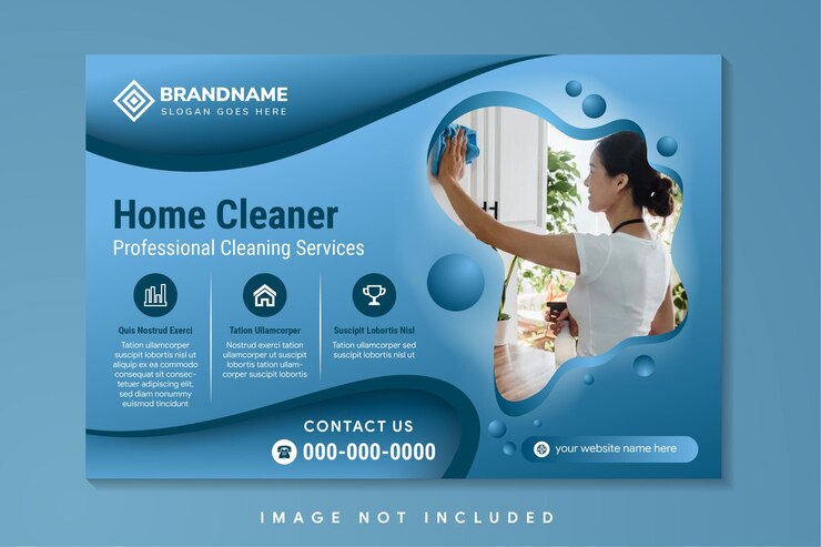 Hausreiniger Waschdienst Online-Banner-Vorlage Werbung für professionelle Reinigungsdienste