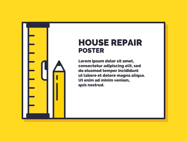 Hausreparatur. plakatgestaltung für die gebäudeinstandhaltung. vektor-illustration.