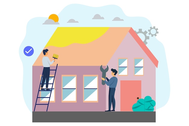 Hausreparatur-Vektorillustration kann für Immobilien verwendet werden