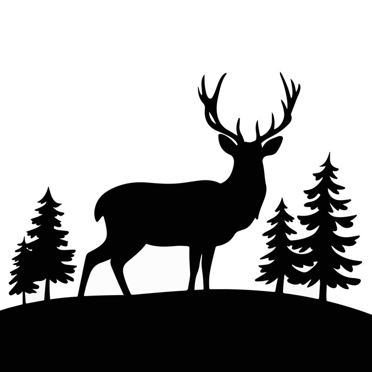 Vektor haustier hirsch silhouette eines hirsches mit großen geweißen gegen illustration zu färben schwarz auf weiß