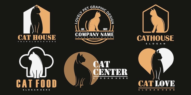 Haustier-icon-set-logo-design-vorlage vektorzeichen für hunde und katzen