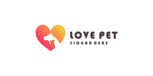 Vektor haustier-liebe-symbol-logo-design mit kreativem elementkonzept premium-vektor