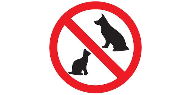 Vektor haustier nicht erlaubt - hunde nicht erlaubt - katzen nicht erlaubt symbol auf transparentem hintergrund.