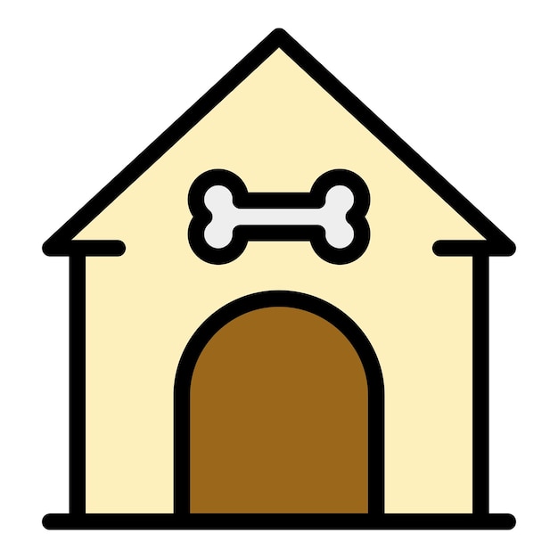 Haustierhaus-symbol, umrissvektor, hundepflege, tierhundehütte, farbe flach