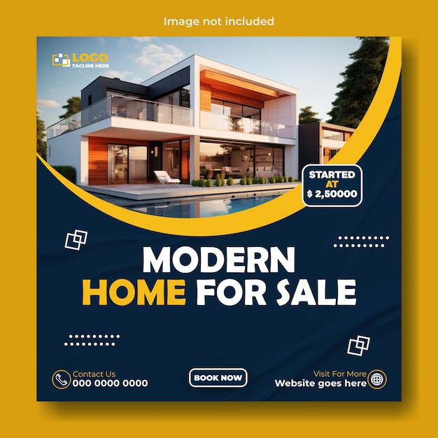 Hausverkaufsanzeigen, Werbeimmobilien, Social-Media-Post-Vorlage-Design