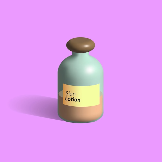 Hautlotion in einer glasflasche 3d-symbol