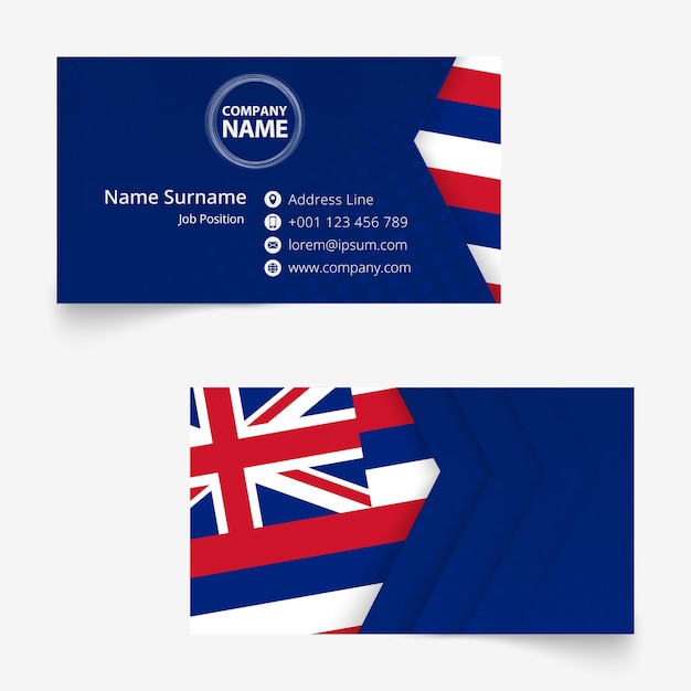 Vektor hawaii-flaggen-visitenkarte standardgröße 90 x 50 mm visitenkartenvorlage mit anschnitt unter der schnittmaske