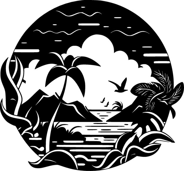 Vektor hawaii minimalistische und einfache silhouette-vektorillustration