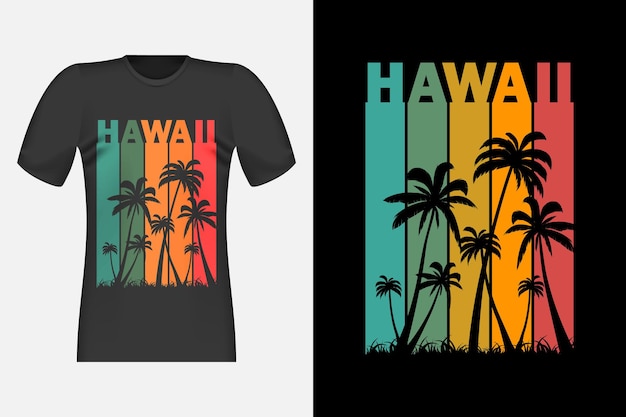 Hawaii silhouette vintage retro t-shirt design