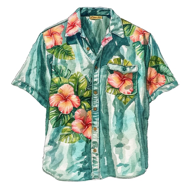 Vektor hawaiian shirt vektor-illustration im aquarell-stil