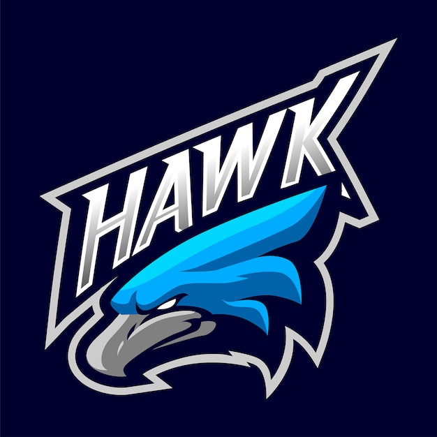 Vektor hawk head maskottchen logo für sport und esport isoliert