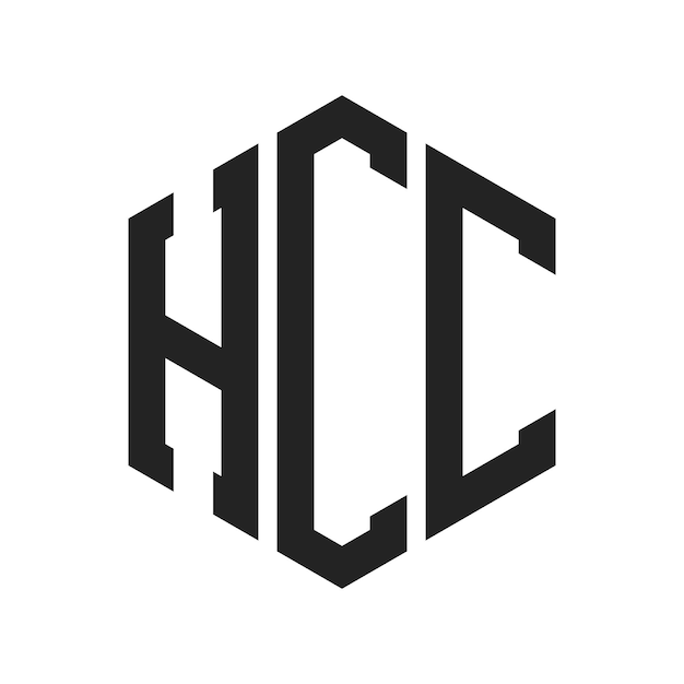 HCC-Logo-Design Anfangsbuchstaben HCC-Monogramm-Logo in sechseckiger Form