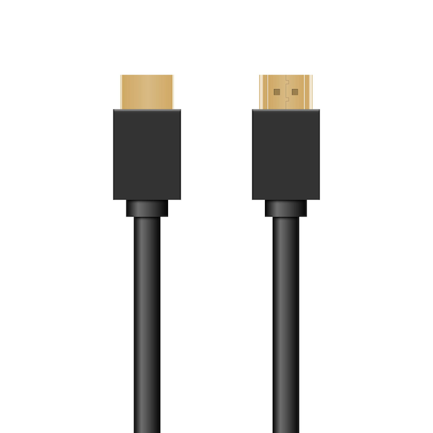 HDMI-Kabel isoliert auf weißem Hintergrund, Vektorillustration