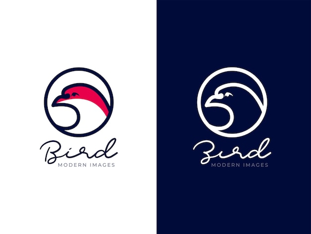 Head bird mono line logo-design-konzept