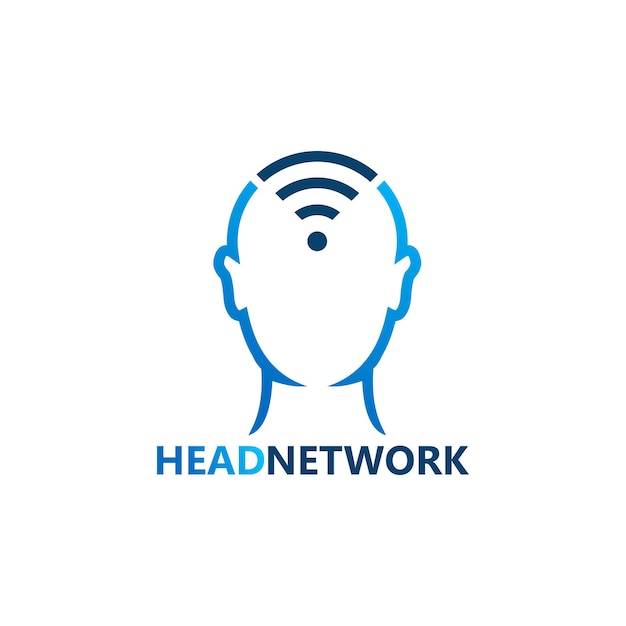 Vektor head network logo template design vektor, emblem, designkonzept, kreatives symbol, icon