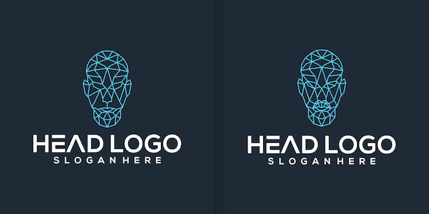 Vektor head tech logo robotertechnologie logo design inspiration