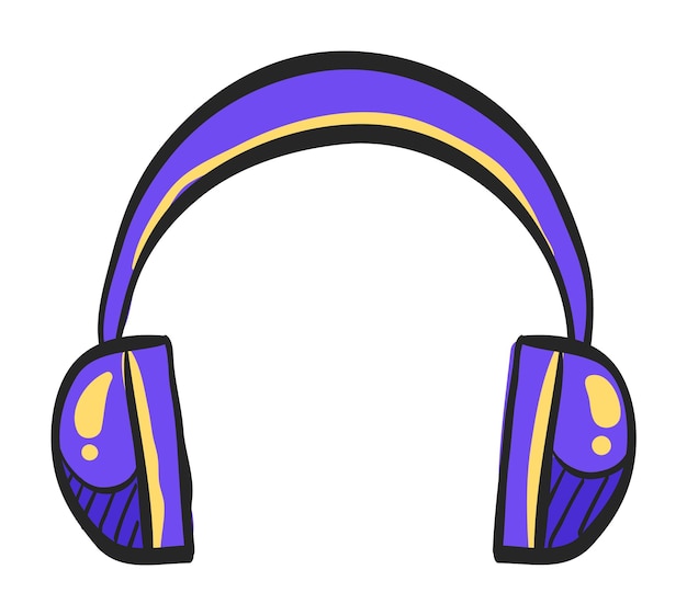 Headset-audio-symbol in handgezeichneter farbvektorillustration