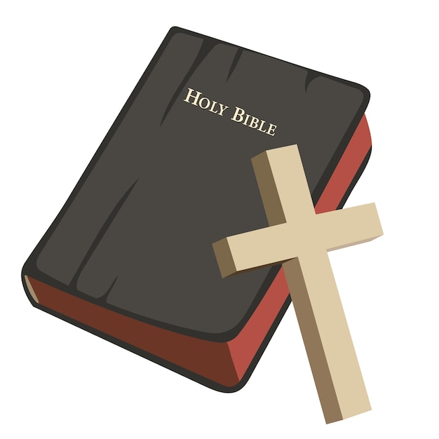 Heilige Bibel und Kreuz-Illustration auf weißem Hintergrund