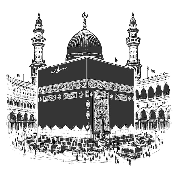 Heilige Kaaba in Mekka Saudi-Arabien Hand gezeichnete Skizze