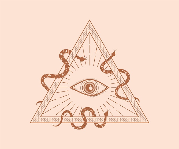 Heiliger mystischer gott alles sehende auge illuminati symbol illustration heilige geometrie tattoo narbendruck