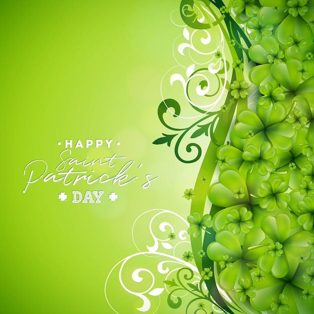 Heiliges patricks tageshintergrund-design mit grünem klee-blatt. irischer feiertag