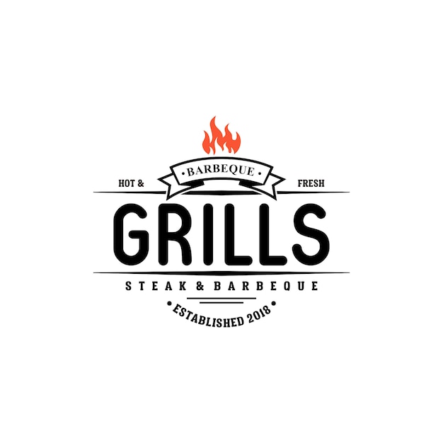 Heiße grill logo vorlagen