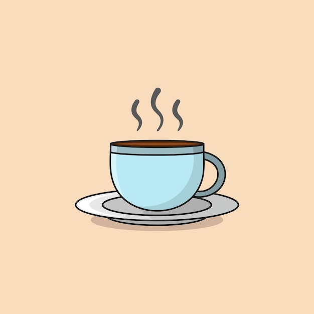 Heiße Tasse Kaffee-Cartoon-Illustration