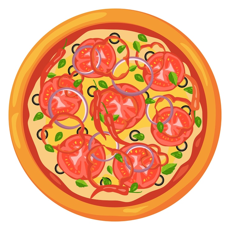 Vektor heiße würzige pizza mit mexikanischer paprika fast-food-ikone