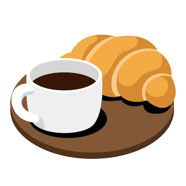 Heißer Kaffee mit Croissant