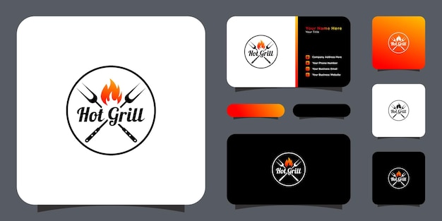 Heißes grill-logo-vektor-feuer-design