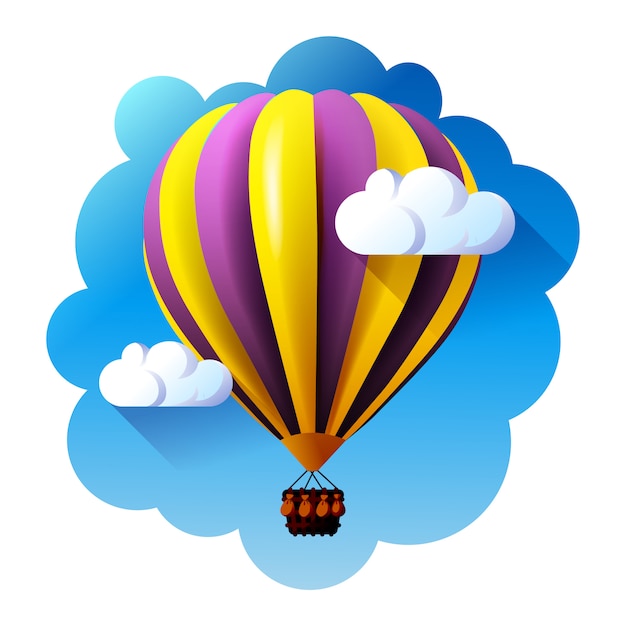 Heißluftballon in den wolken.
