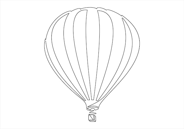 Heißluftballon-Schild. Symbol für durchgehende Linienzeichnung. Vektor-Illustration