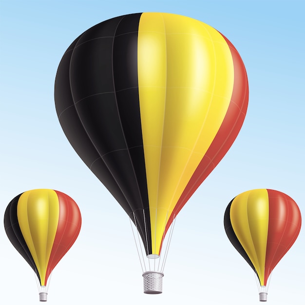 Heißluftballons als belgische Flagge gemalt