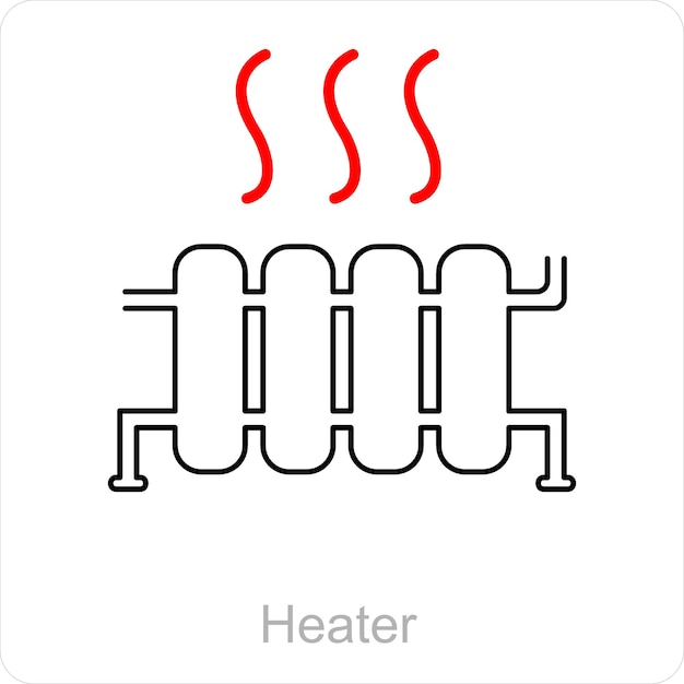 Vektor heizungs- und gyser-ikonenkonzept
