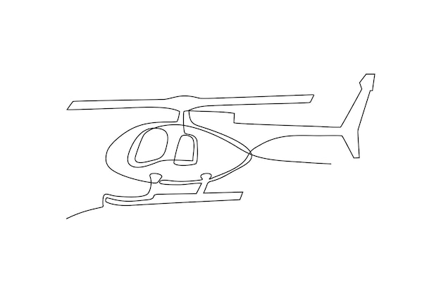 Helikopter-zeichnung mit fortlaufender strichzeichnung
