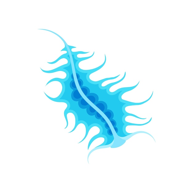 Hellblaues Plankton mit blauem Muster in der Mitte und Tentakeln an den Rändern. Vektorillustration auf weißem Hintergrund
