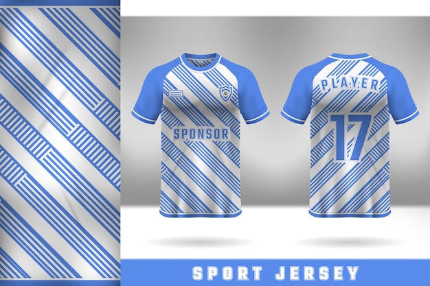 Vektor hellblaues und weißes jersey-template-design für sportuniformen