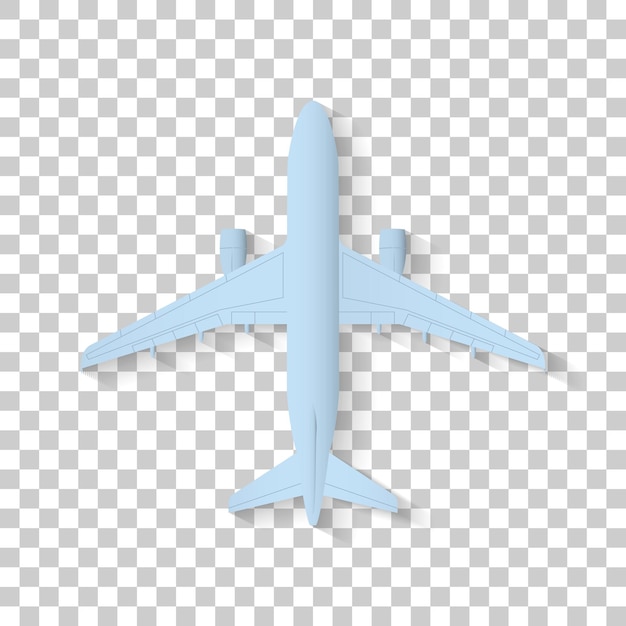 Hellblaues Vektorflugzeug auf transparentem Hintergrund. Illustration eines Flugzeugs.