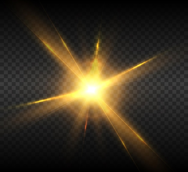 Heller Lichteffekt warme Strahlen Funken Stern Sonne Vektor