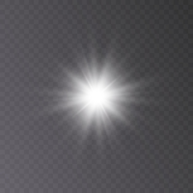 Heller weißer stern helle sonne. leichtes sonnenlicht. lichteffekt. png-vektor.