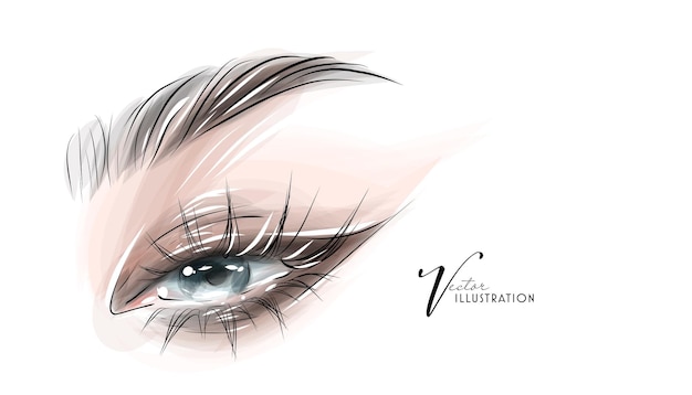 Helles Augen-Make-up, handgezeichnet im Vektorformat