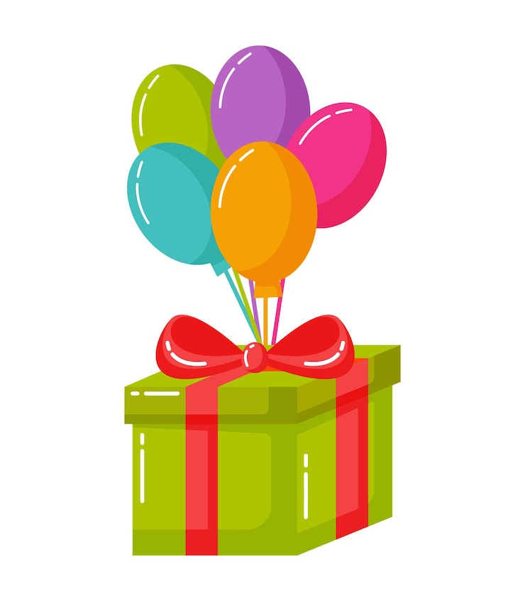 Vektor helles geschenk mit ballon und schleife