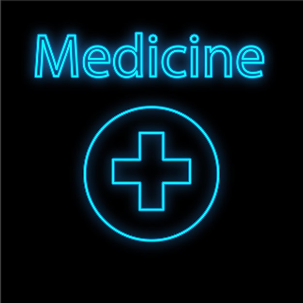 Helles leuchtendes blaues medizinisches digitales Neonschild für eine Apotheke oder ein Krankenhausgeschäft schön glänzend
