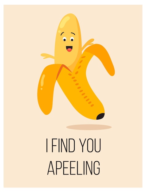 Helles poster mit süßer cartoon-banane und spruch